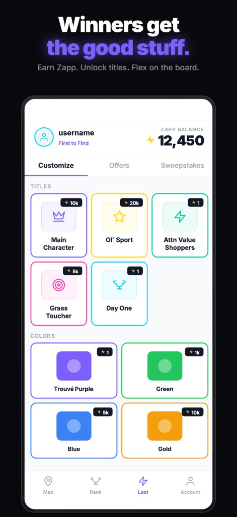 Marketing: "Winners get the good stuff" — loot and customize